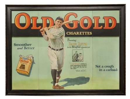 Magnificent 1930’s Babe Ruth Old Gold Tri-Fold Advertising Display –One of The Finest Known Examples!  